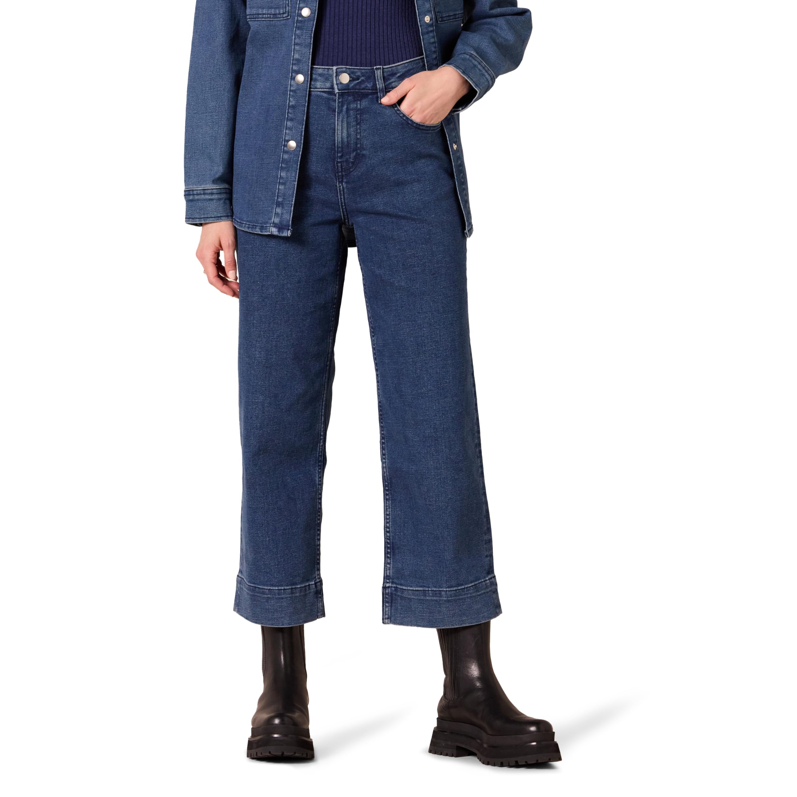 Amazon Essentials Women's High-Rise Regular-Fit Ankle-Length Wide-Leg Jean