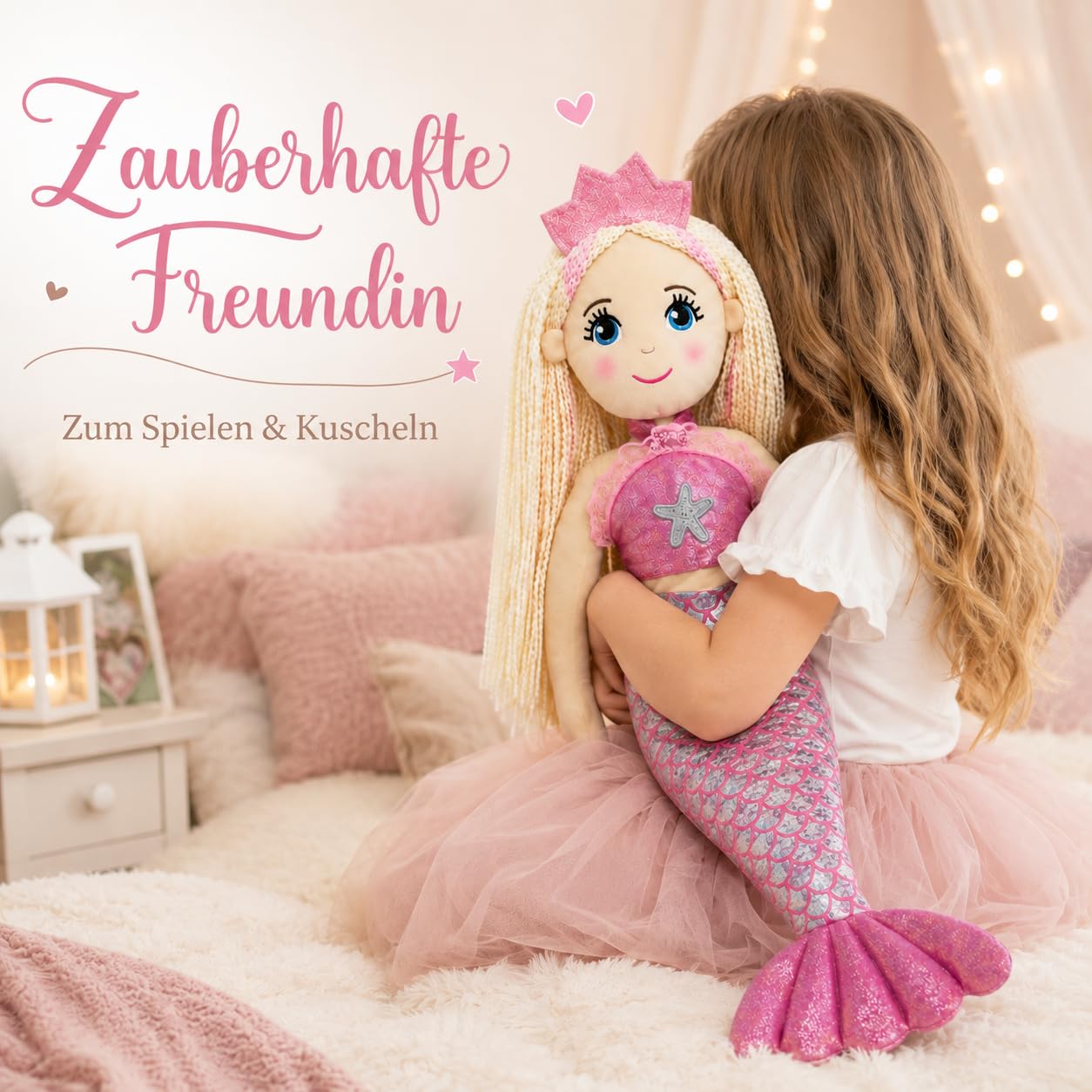Sweety Toys 11889 Stoffpuppe Meerjungfrau Plüschtier Prinzessin 70 cm rosa