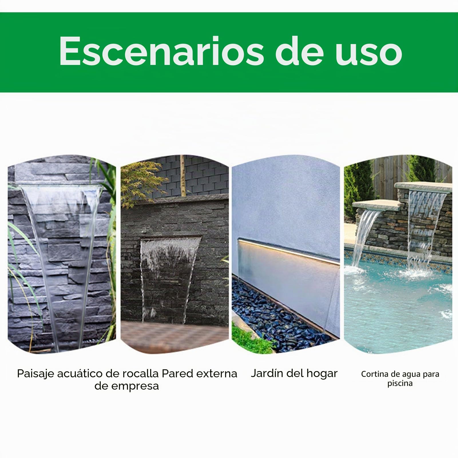 Aliviadero de Fuente de Cascada, Salida de Cascada Decorativa de Acero Inoxidable 304, Cascada para Patio, Jardín, Villa, Piscina (500MM)