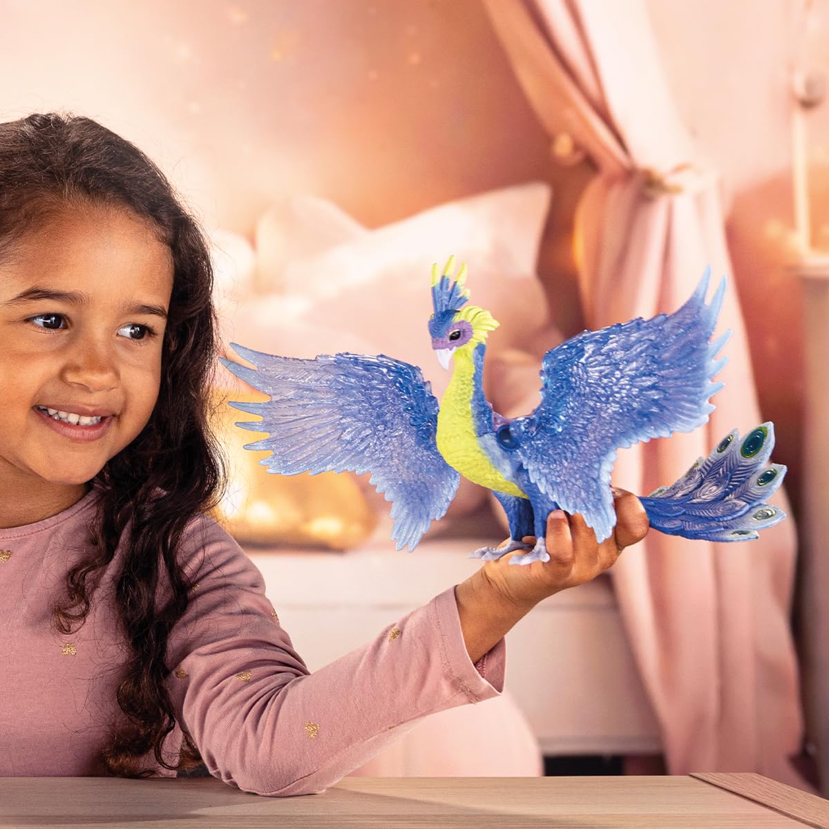 SCHLEICH Bayala, 11" Magical Peacock Bird Toy with Movable Wings - Image 3