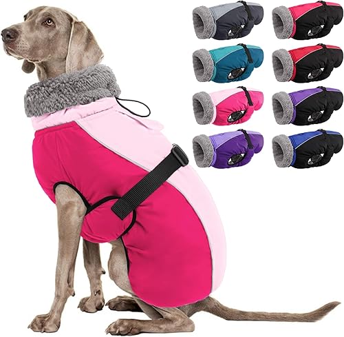 MORVIGIVE Abrigo cálido de invierno para perro, chaqueta de cuello alto para perro, abrigo grueso con forro polar para perro, traje de nieve con
