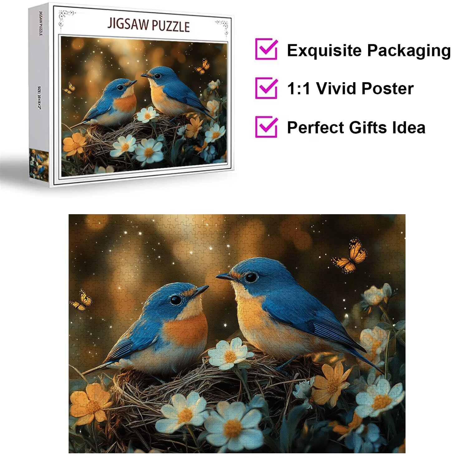 Puzzle 1500 Pièces Adultes Moineau Puzzles Classiques Fleur, n-465
