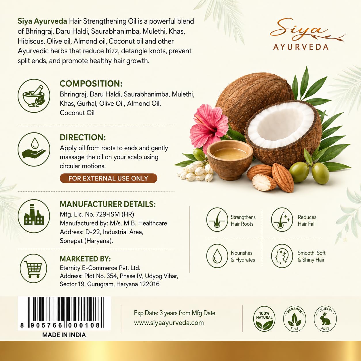 Siya Ayurveda Hair Strengthening Oil, 100ml 2