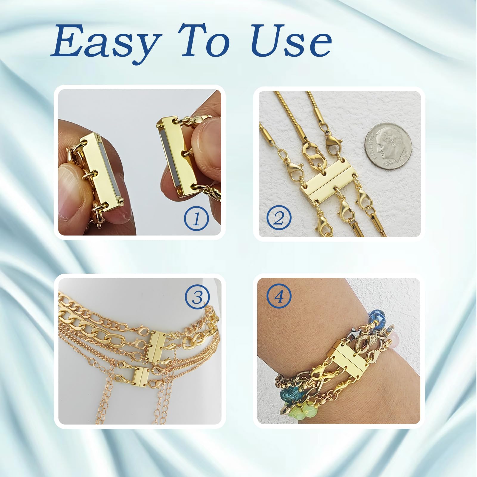 Collier En Acier Inoxydable Inspire, Plaqué Or, Fermoir Multi-colliers, Séparateur De Colliers, Détendeur De Colliers, Fermoir De Superposition, Accessoires De Dénudage De Colliers