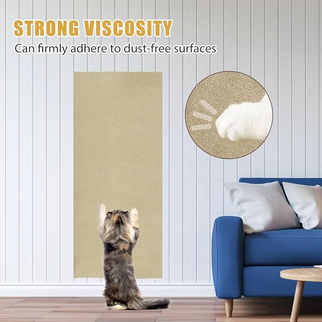 Foto 4 de 8 de Protector Sofá Rascador Gatos Pared - 30 x 200 cm, Alfombra Autoadhesivo para Gatos