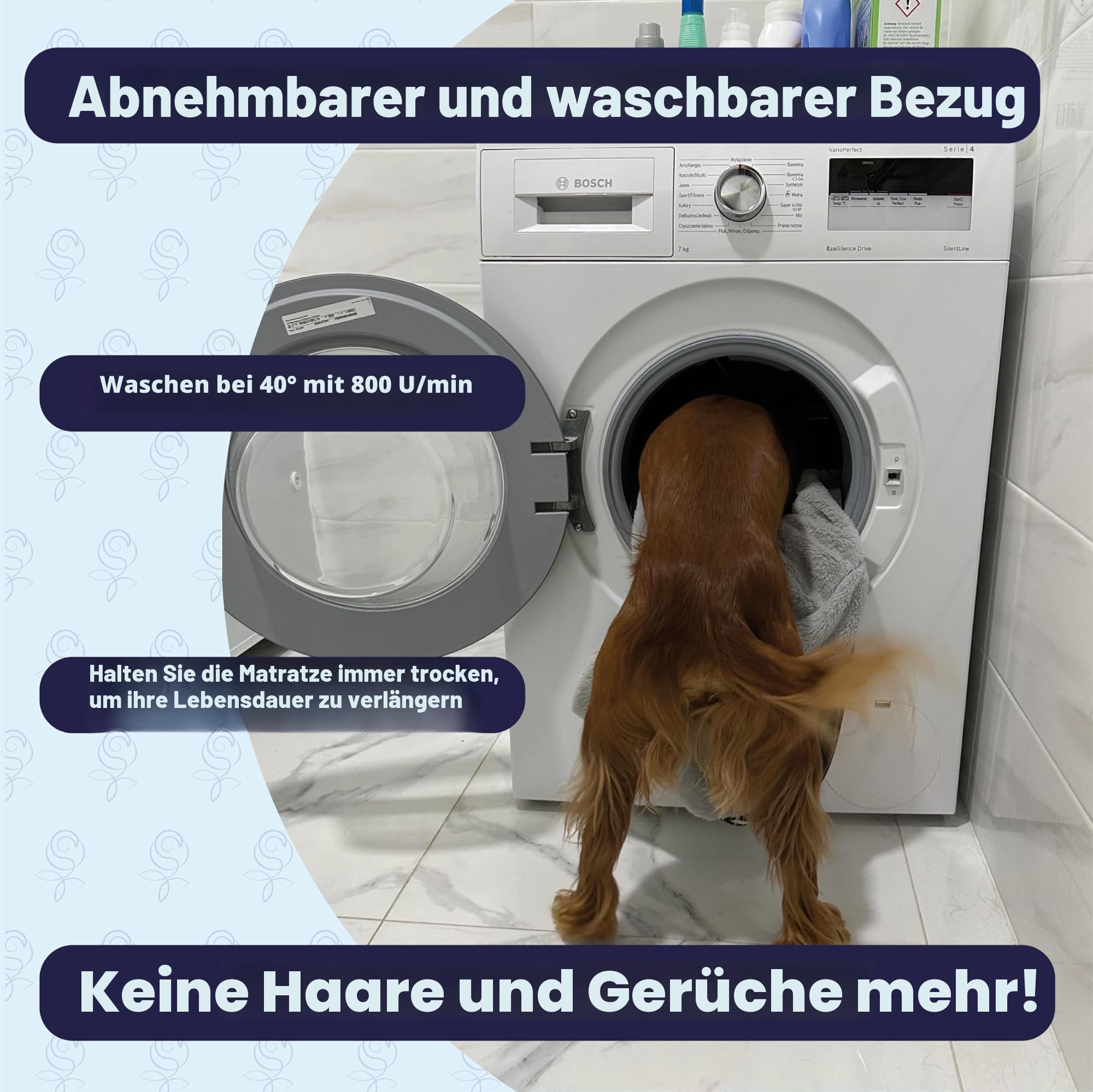 XLarge Orthopädisches Hundebett für Grosse Hunde, Hundecouch mit hohem Rand, Haustierbett, Hundesofa waschbar, Baumwollleinen und Kunstpelz (Grau, XL(106 * 80 * 20cm))