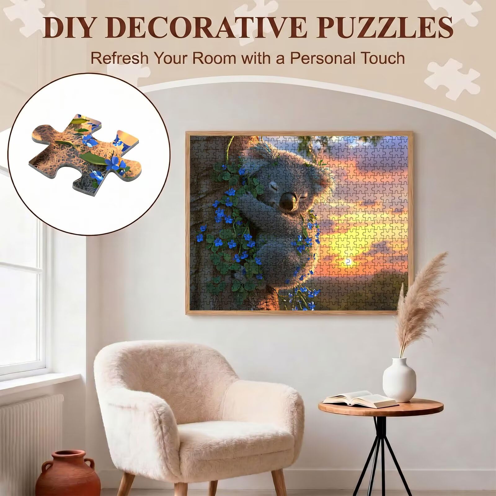 Puzzle 1500 Teile, Holzpuzzle Erwachsene 87 x 57 cm, Kniffliges Denksport Spiel, Großer Puzzlespaß für anspruchsvolle Liebhaber,Familienspiel, Puzzles für Wanddekoration und Geschenk Koala Tier f0-553