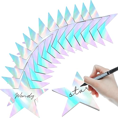Miniatura 8 de 80 piezas de recortes de estrellas de papel con doble impresión, decoración de estrellas con purpurina de confeti, estrellas de cartón para tablón