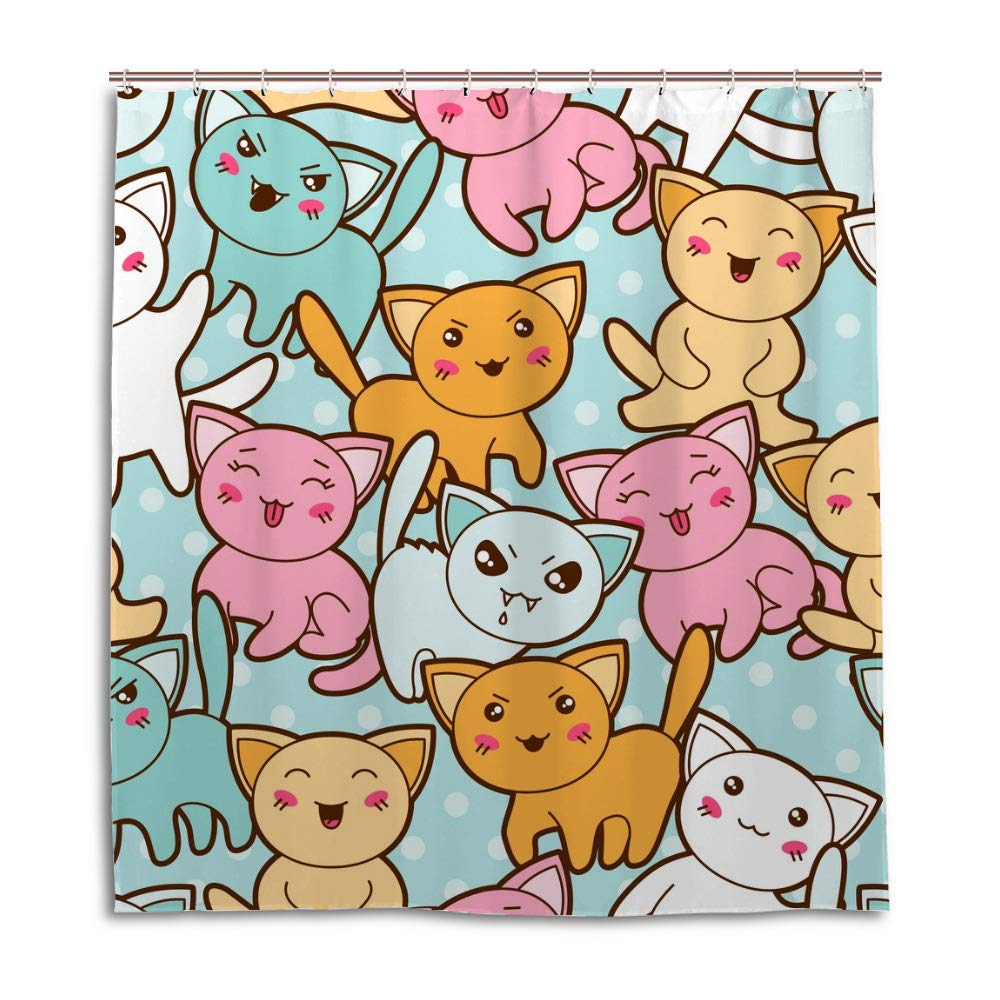 Rideau de douche chat pour baignoire familiale motif ludique