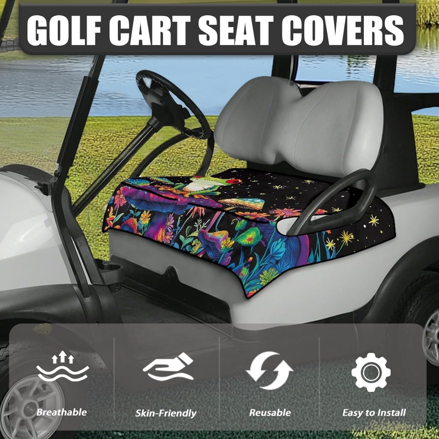Universal Golf Cart Seat Covers for Women Men Non-Slip Golf Cart Seat Towel Blanket Golf Cart Accessories image 3