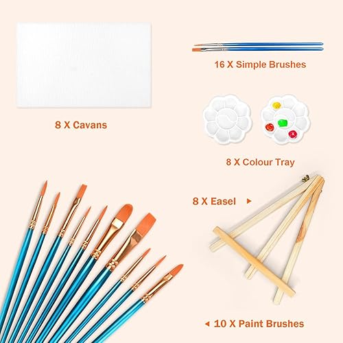 Miniatura 2 de Paquete de 8 tableros de lienzo de 8 x 10 pulgadas para pintar, lienzos para pintar con caballete de 9.5 pulgadas, kit de pintura de lienzo