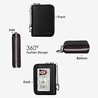 Vista 5 de RUNBOX Cartera para tarjetas de crédito para mujer, tarjetero con cremallera para mujer, bloqueo RFID, cartera con llavero, tamaño compacto
