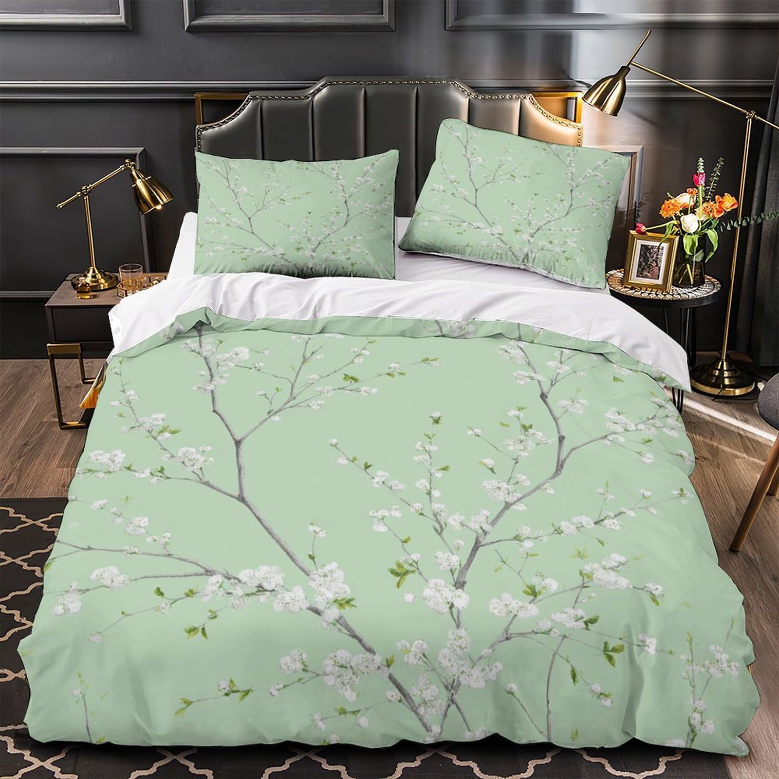 Parure de lit fleurs pour chambre d'ado housse de couette douce 140x200cm