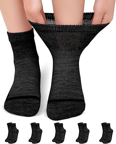 Calcetines Diabeticos Hombre Mujer: Calcetines Bambu Sin Costuras Sin Goma Extra Anchos No Aprietan para Pies Hinchados