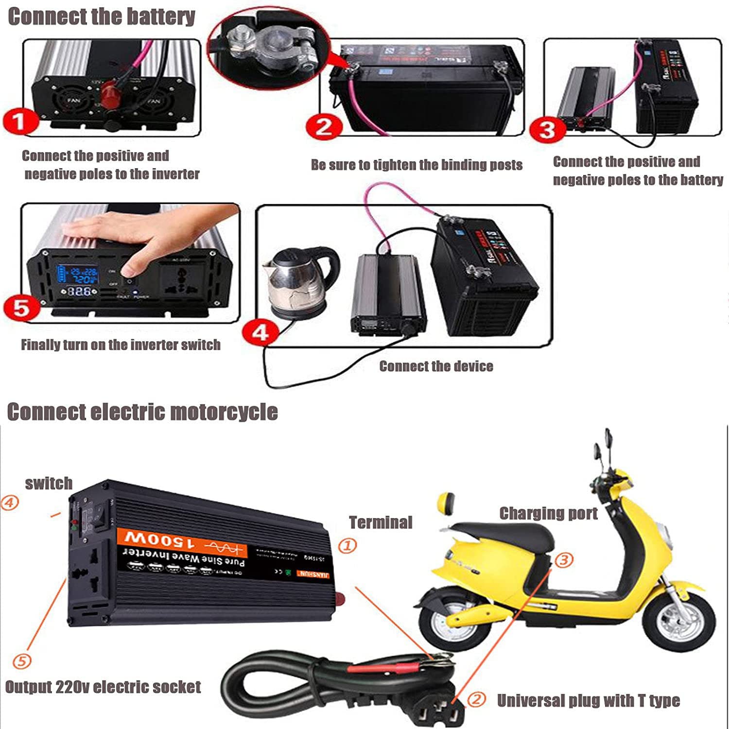 Inversor de Onda sinusoidal Pura 5000w 6000w con Enchufe Universal, convertidor de Voltaje para Autocaravana 12v/24v/48v/60v a CA 110v/230v, para automóviles, caravanas, Camping,50