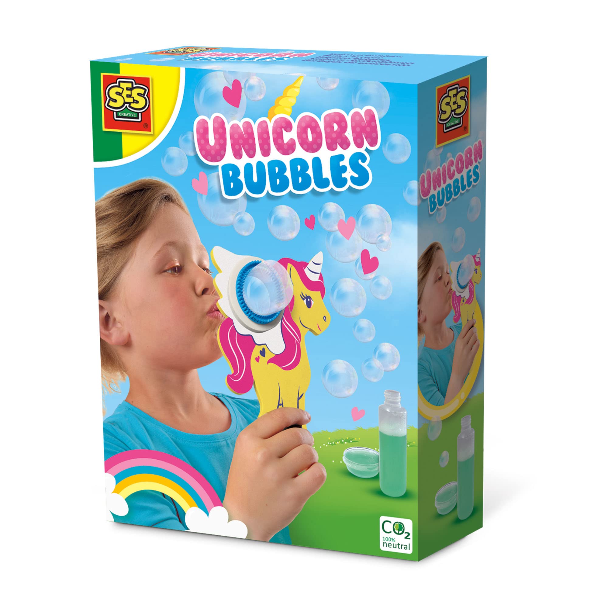 SES Creative 02278 Unicorn bubbles - Lots of bubbles, Super strong soap solution, Suitable for all SES Creative bubble products, Easily washable, Age 3+