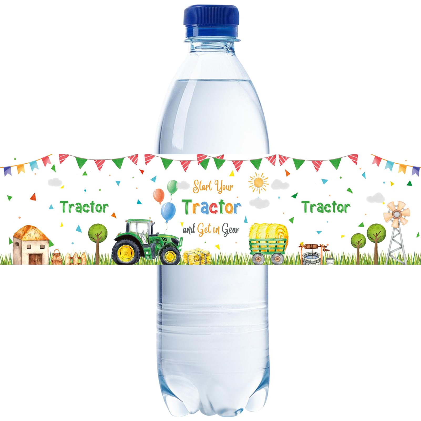 Étiquettes bouteille d'eau tracteur pour décorer le goûter