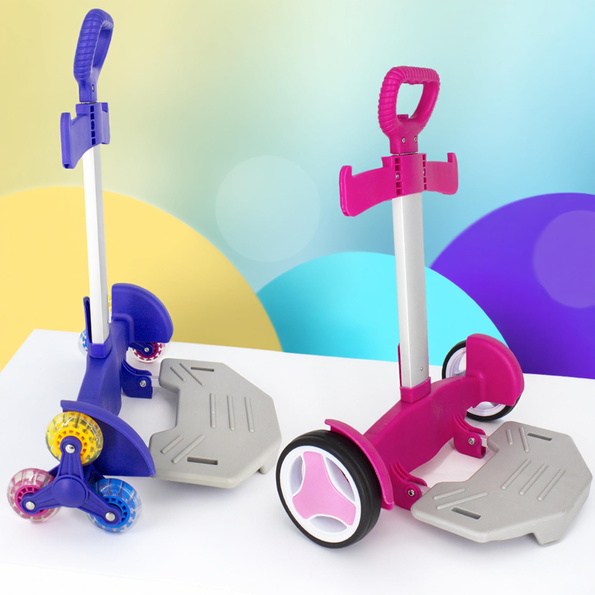 Chariot à dos à roulettes à 3 roues pour escalier - Bleu roi - Chariot pliable en aluminium - Poignée réglable - Chariot à dos léger tout terrain pour l'école, les voyages et les trajets