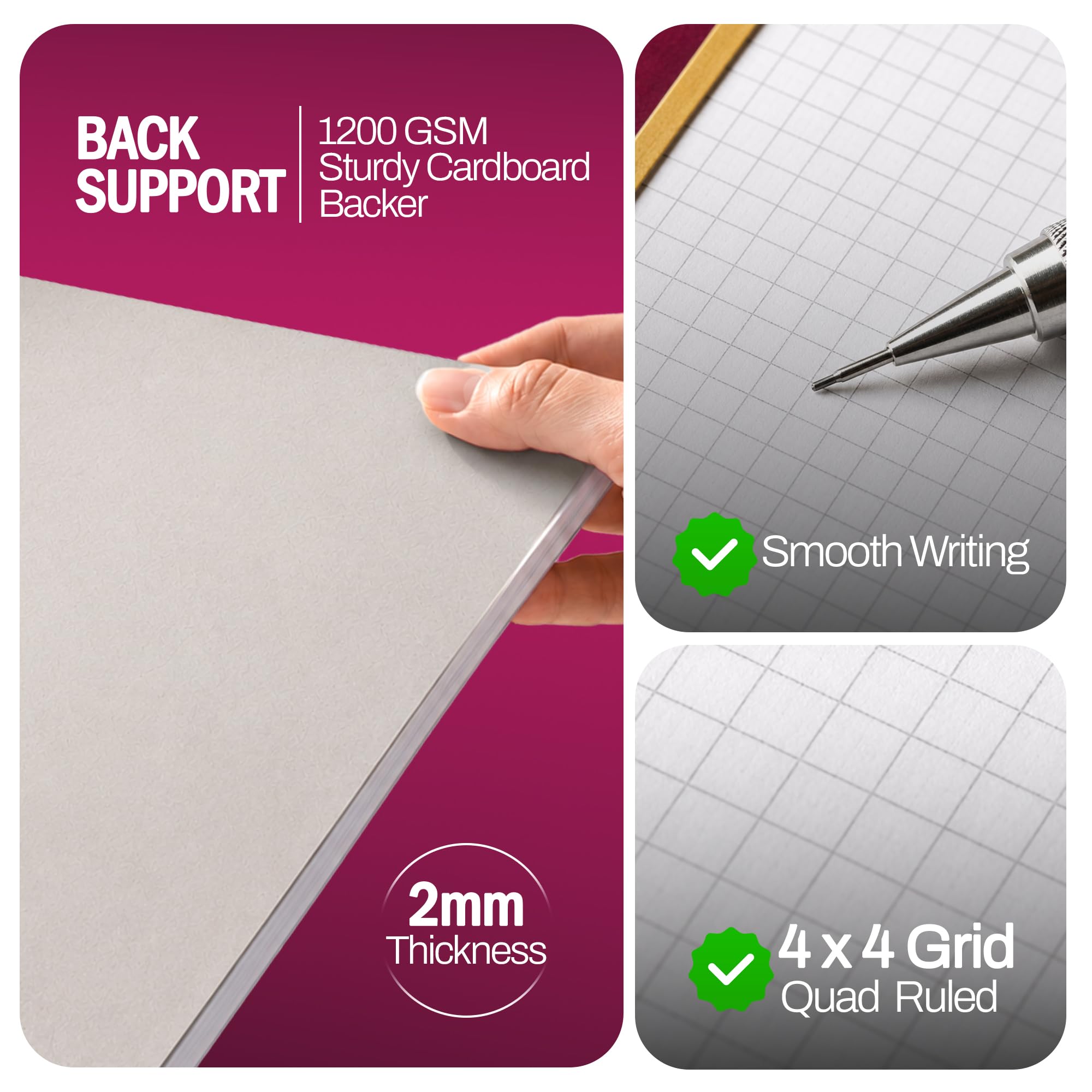 CADMUSPRO Ledger - Blocco di carta grafica, 43,2 x 28 cm, griglia quadrupla da 1/4", carta spessa 21 grammi, scala in pollici sulla parte superiore e sinistra, 50 fogli/blocco (200/confezione),