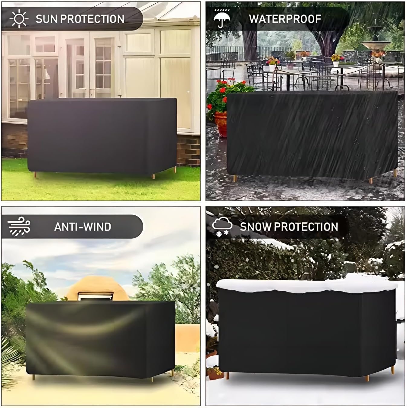 Extra Large Patio Furniture Cover 94x75x39inch/LxWxH 600D Heavy Duty Outdoor Dining Table and Chair Covers, All-Weather General Purpose Outside Sectional Sofa Set Covers