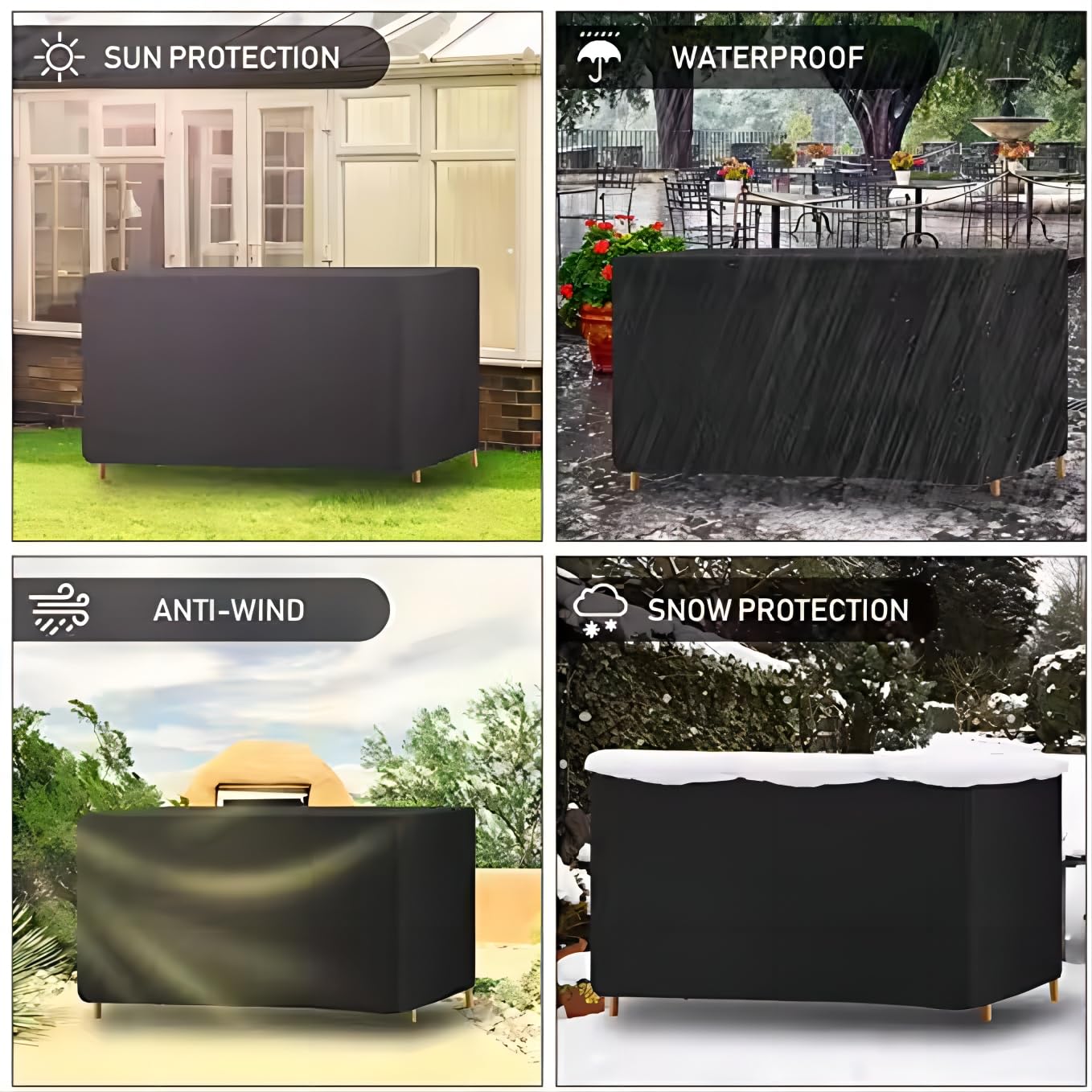 Gartenmöbel Abdeckung Wasserdicht 320x170x160cm/LxBxH Tischhaube Gartentisch Abdeckung 600D Oxford Abdeckhaube Tischplatte Schutzhülle Tisch Gartenmöbel Wasserdicht Winddicht UV-Beständiges