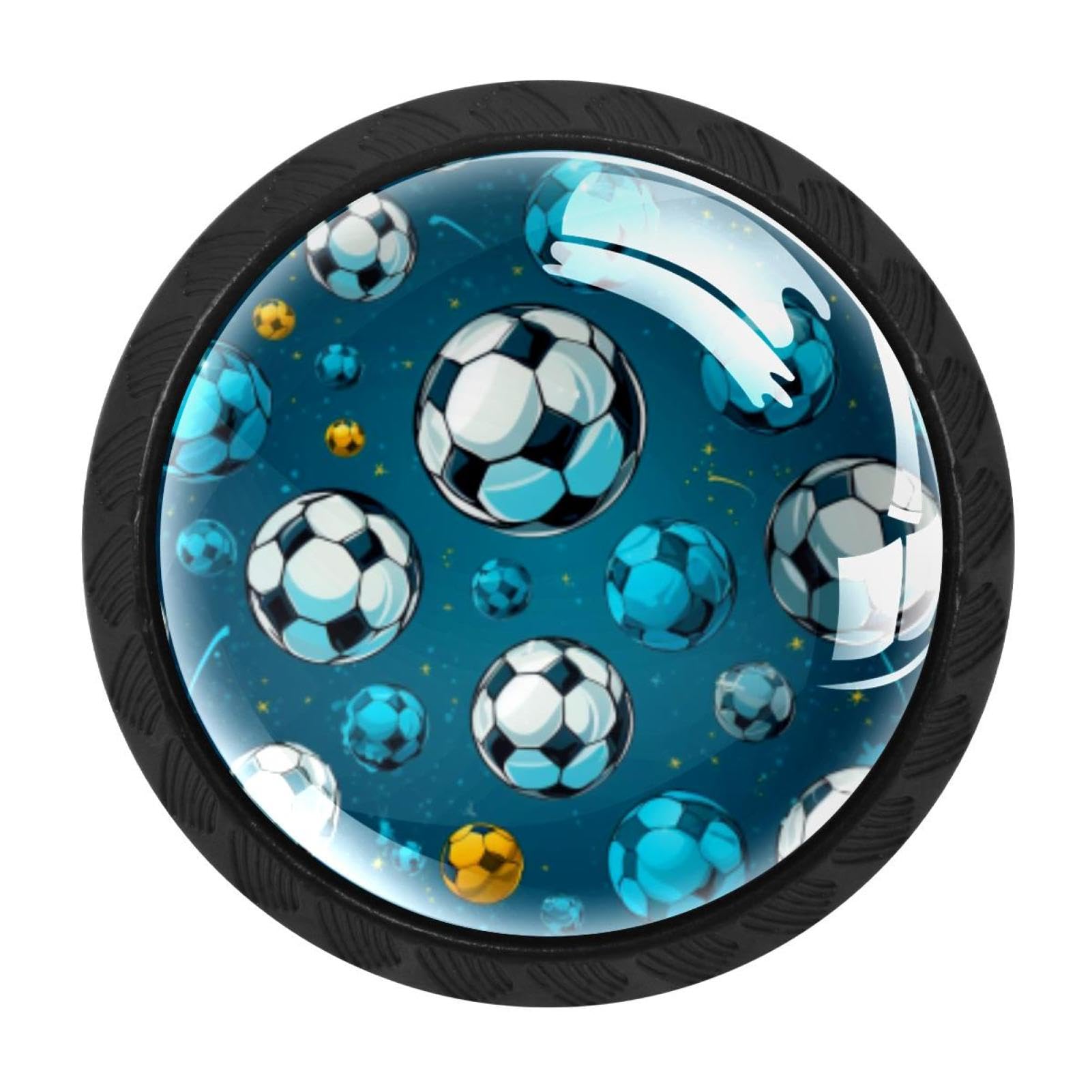 Chenzzzz Multicolored 20 4 Pack Round Cabinet Knobs For Kitchen Bathroom Closet Dresser Cabinets, Football Soccer