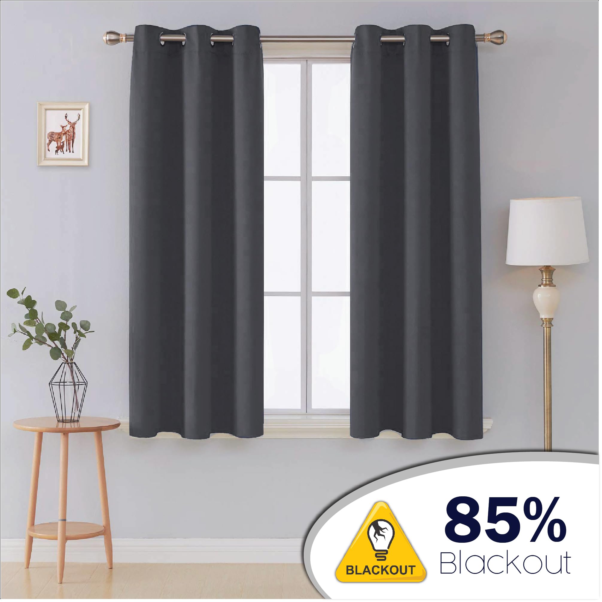 Ev Dekor® EVCRTN01 Thermal Blackout Curtains for Bedroom Offices, Hotels Windows 90"(228cm) Wide X 90"(228cm) Long, Charcoal - Image 2