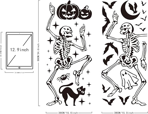 Miniatura 2 de 2 calcomanías de pared de esqueleto, removibles, para baño, Halloween, decoración de pared, despegar y pegar para guardería, dormitorio, sala de