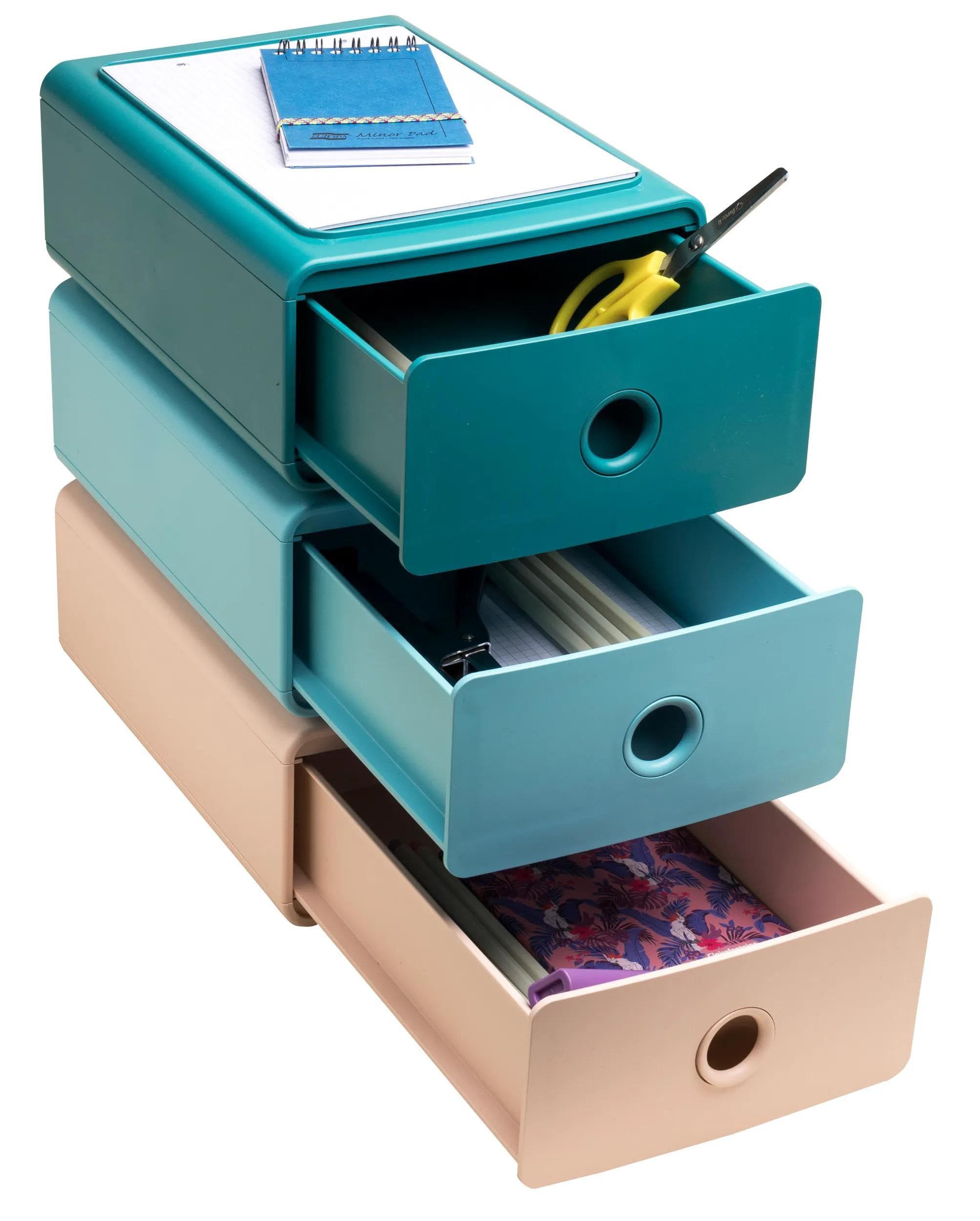 Exacompta - Réf. 315406D - 1 Module de classement Tiny Box 1 tiroir Skandi superposable - Dimensions extérieures : Profondeur 19 x largeur 26,5 x Hauteur 10 cm - Couleurs alatoires