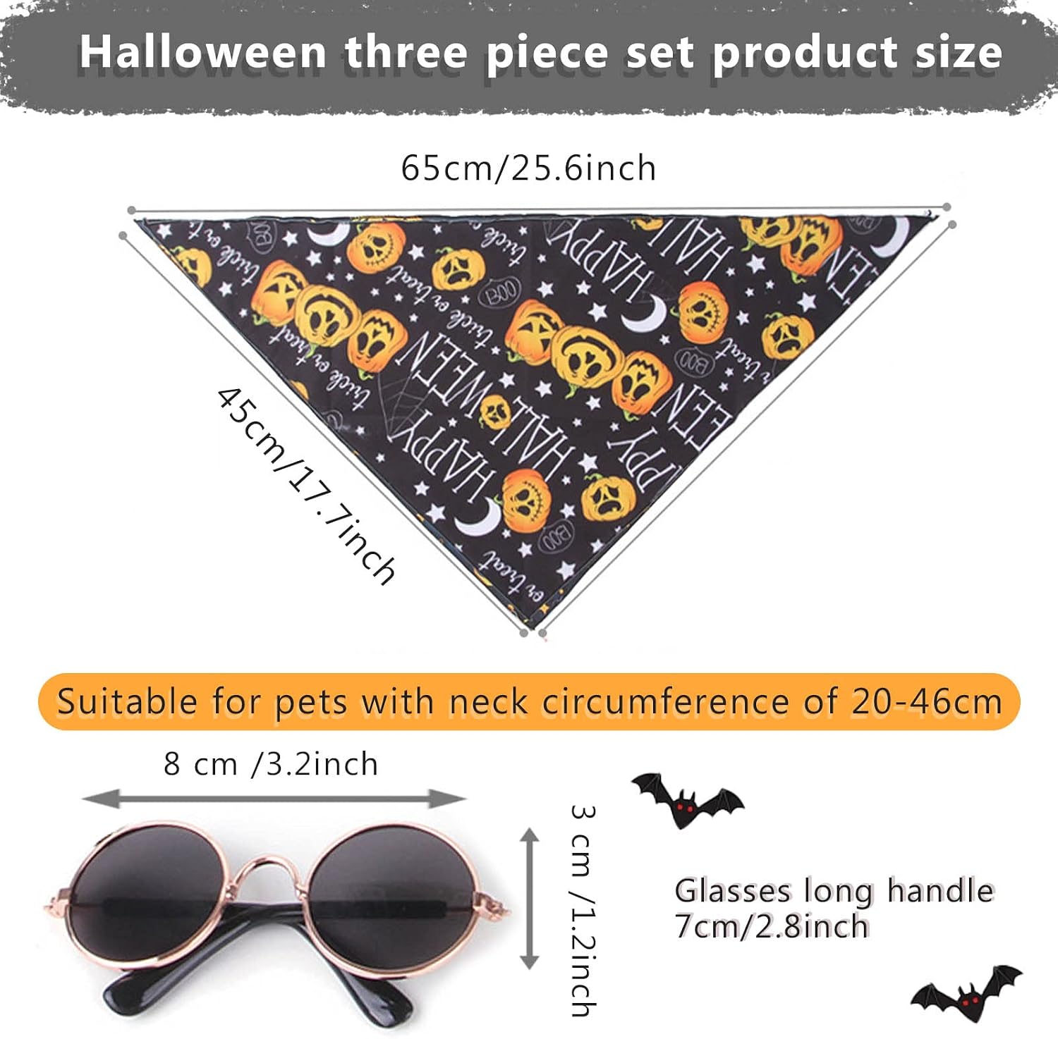 Otcmuky 3 Pieces Halloween Pet Costume Cat Hat Sunglasses Bandana Set Party Cosplay Daily Wearing Costume Accessories - Image 4