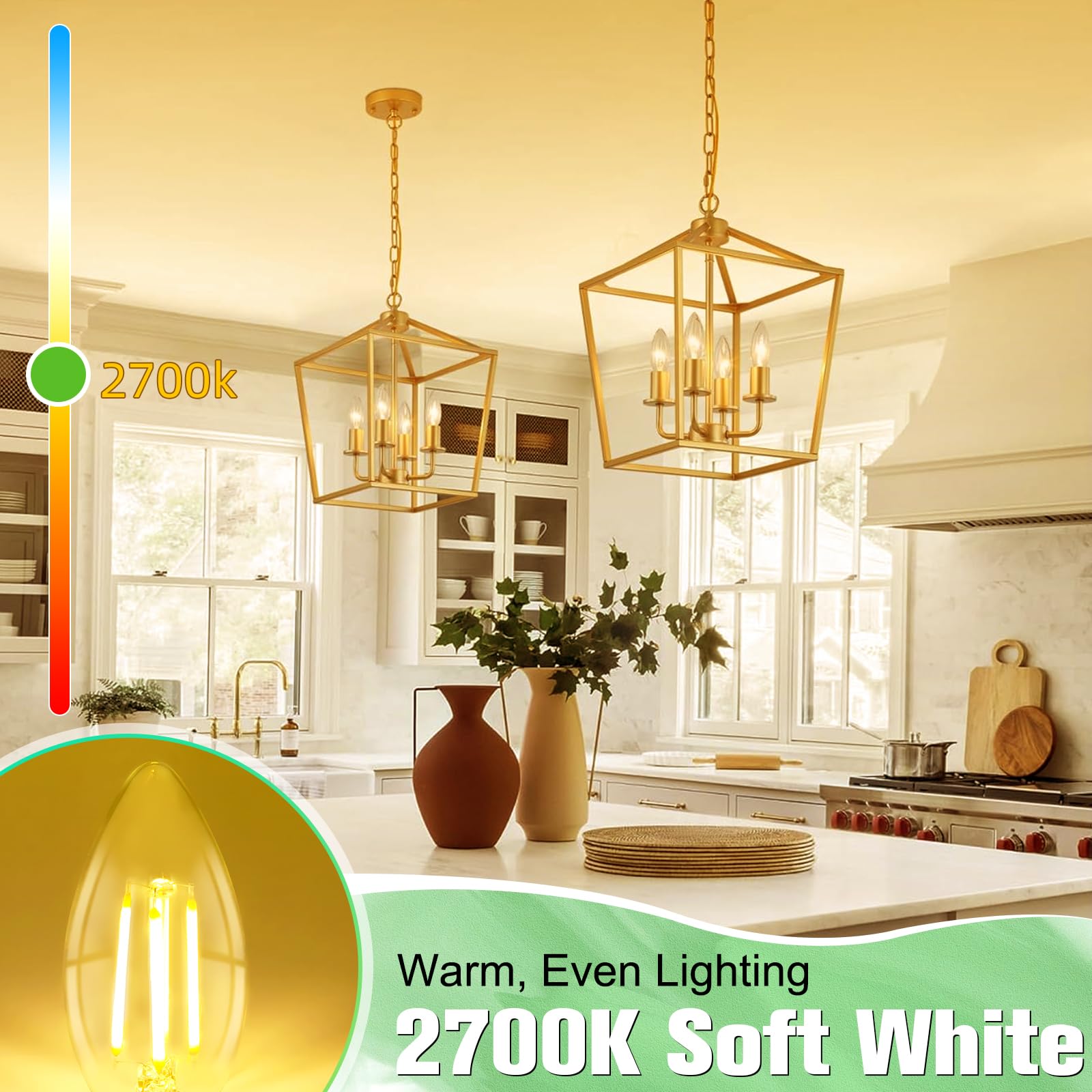 GvvooHome Bombillas LED para candelabro con base E26 de 2700 K, color blanco suave, 6 W, equivalente a 60 W, bombilla LED E26, bombillas de vela B10, no regulables, 90+CRI, 600 lm, cristal de cera