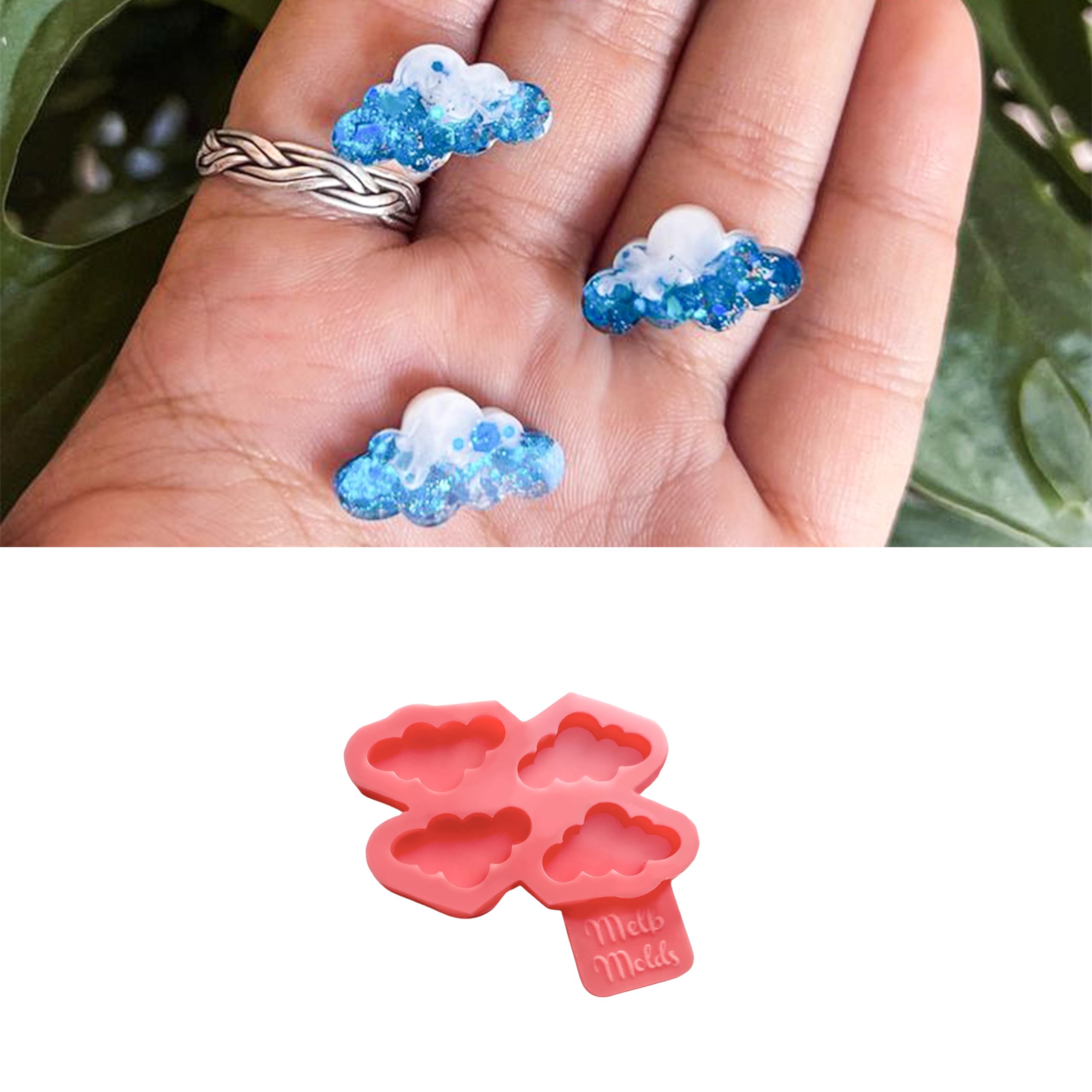 MelbMolds Moule en silicone pour résine époxy en forme de mini nuage : Créez des porte-clés et bijoux DIY