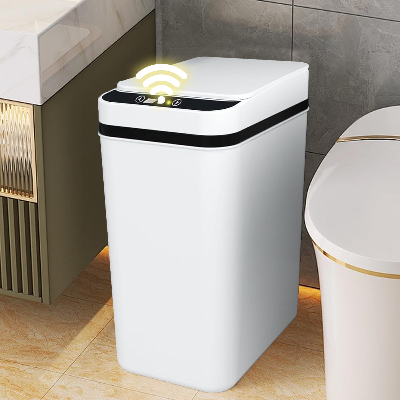 Cestino Con Sensore Di Movimento 12L – Bidone Automatico Impermeabile Per Bagno E Cucina, Design Slim E Silenzioso