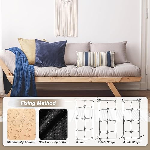Miniatura 6 de ROIPXM Cojines de banco personalizados, cojines de asiento copetudos antideslizantes, 6 telas4 pulgadas de grosor para interiores y exteriores,