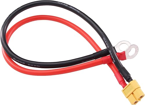 1 cable de terminal XT60 a anillo O XT60 hembra a M8 anillo O anillo conector de enchufe con cable de silicona de 12 pulgadas 10awg para batería RC