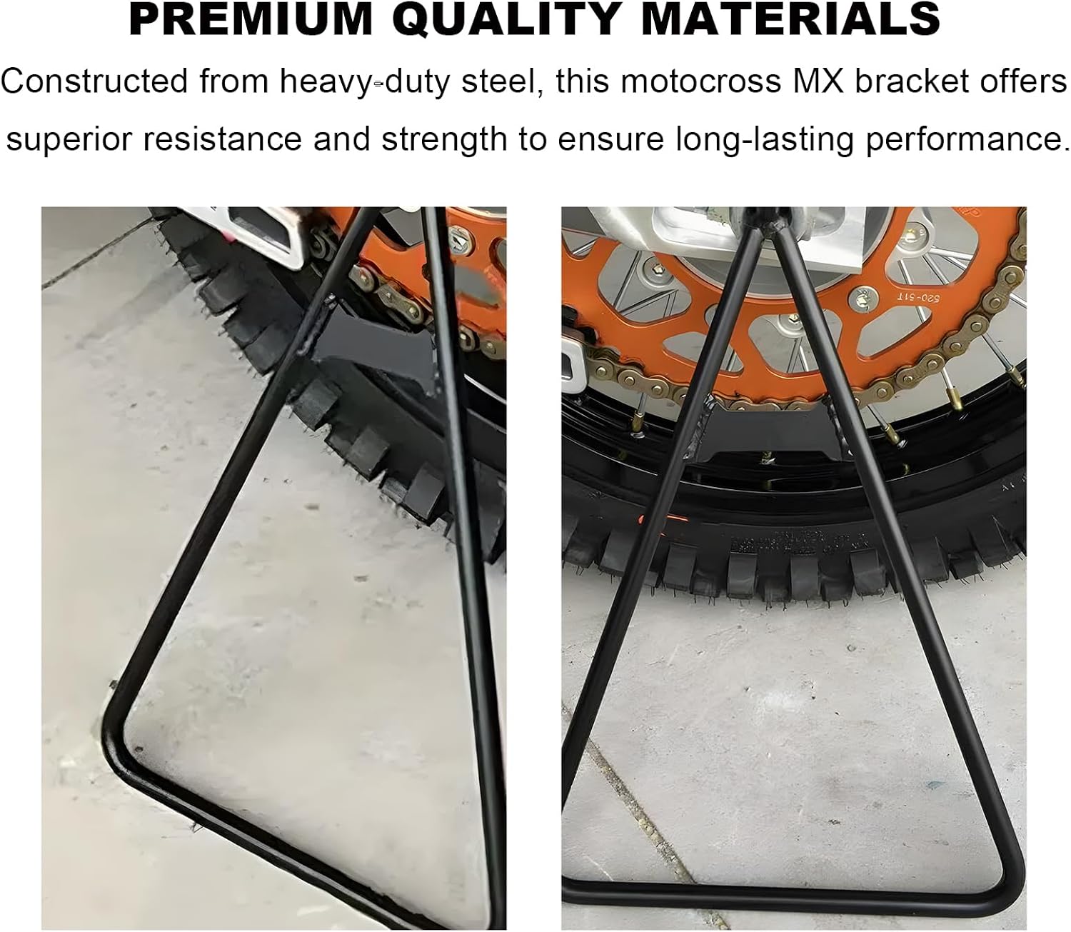 Motorcycle Triangle Stand, Heavy Duty Dirt Bike Triangle Kickstand Rear Side Wheel Holder, Solid Steel Structure Motorbike Kickstand for 80-500cc Dirtbike Supermoto Motocross