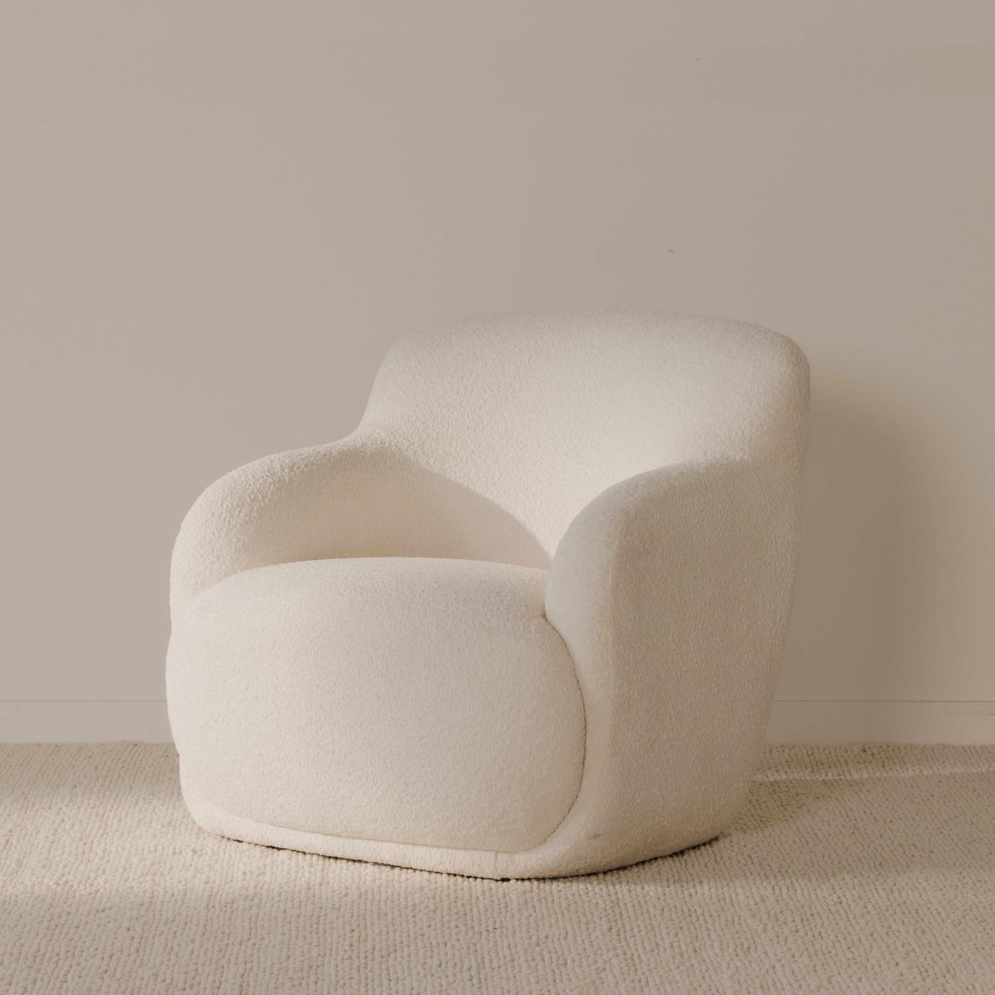 Viggo Lounge Chair, Contemporary High-Back Design, Soft Polyester Upholstery, Cream