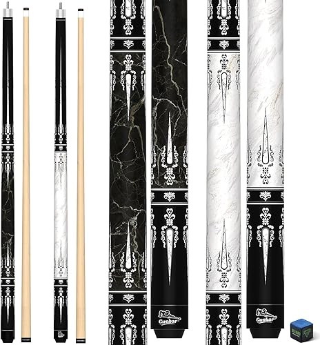 Tacos de billar para adultos, juego de 2, tacos de 58 pulgadas de 2 piezas para mesa de billar, punta de 13 mm, diseño de patrón geométrico, agarre