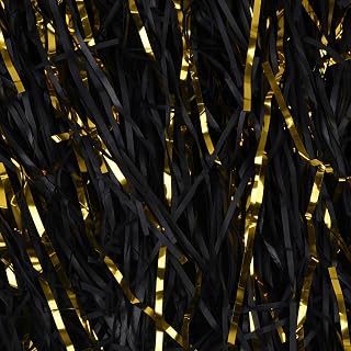 HXJDAM Papel de seda triturado negro y dorado de 300 g para cajas de regalo y bolsas, relleno de cestas, relleno de cesta de regalo, papel de relleno de regalo para decoración de embalaje.