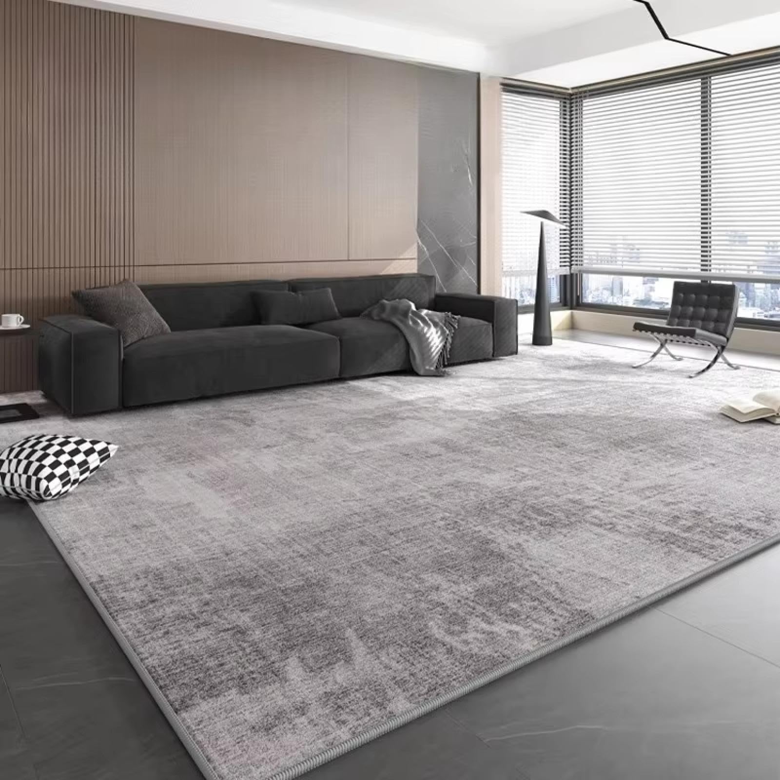 Tapis de salon lavable et grand paillasson gris de 210x210
