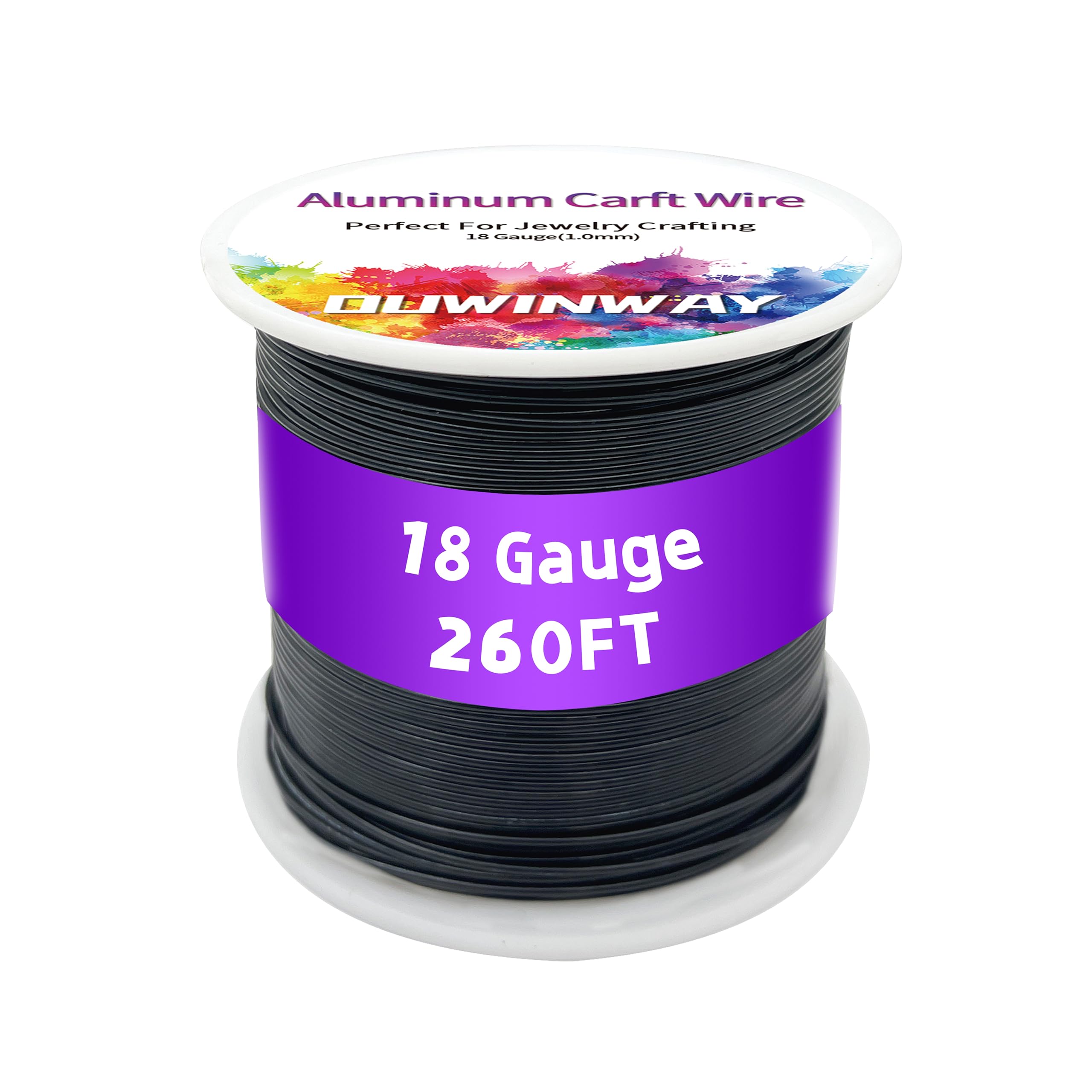 18Gauge Black Aluminum Crafts Wire 260FT, for Jewelry Crafting, Gemstone Metal Coiling, Sculpting, Armature, Jewelry Making Beading Floral Soft DIY Metal Craft Art Wires Colored and Soft