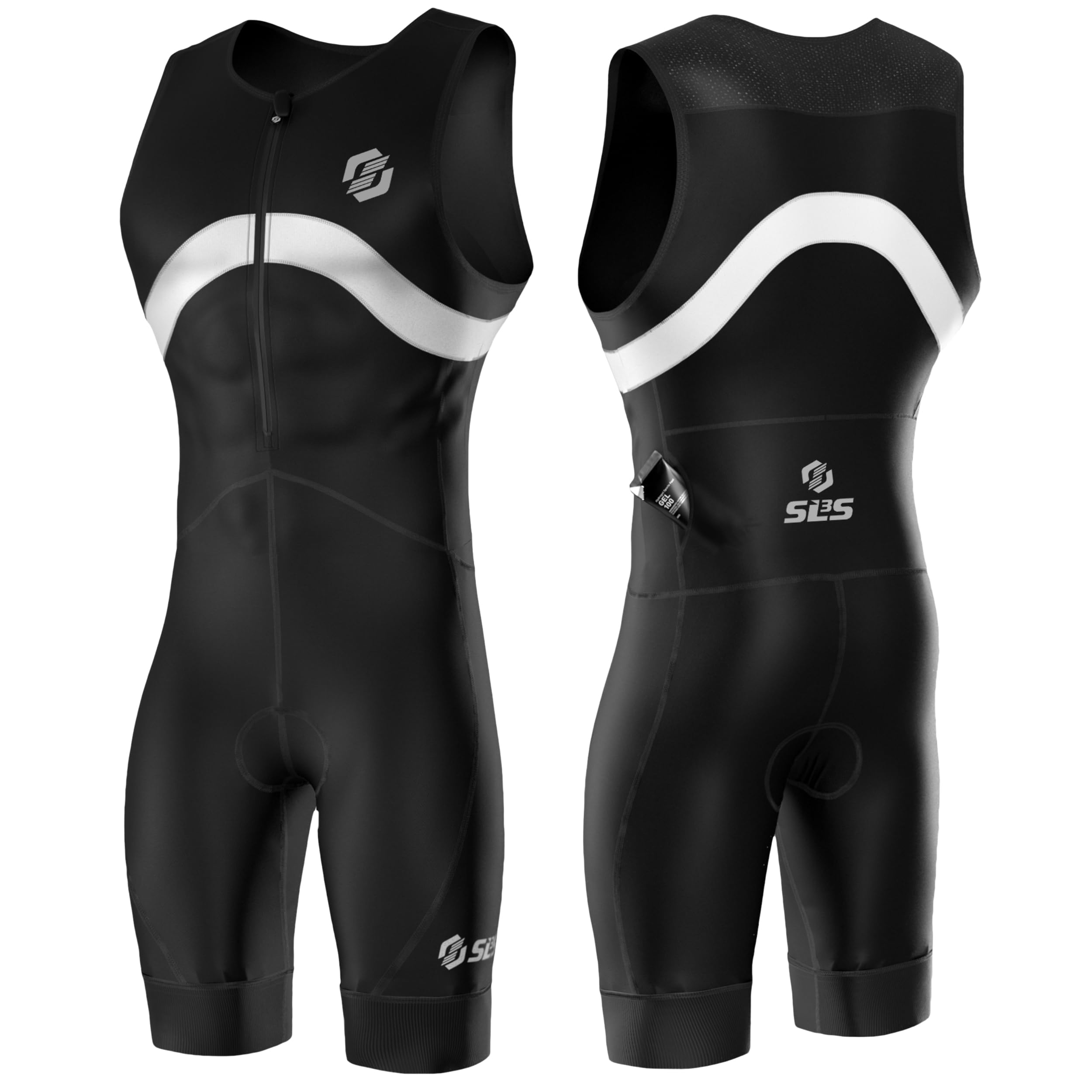 SLS3 Triathlon Suits Mens - Premium Trisuit Triathlon Men - Sleeveless, Quick Drying Tri Kit with Large Back Pocket