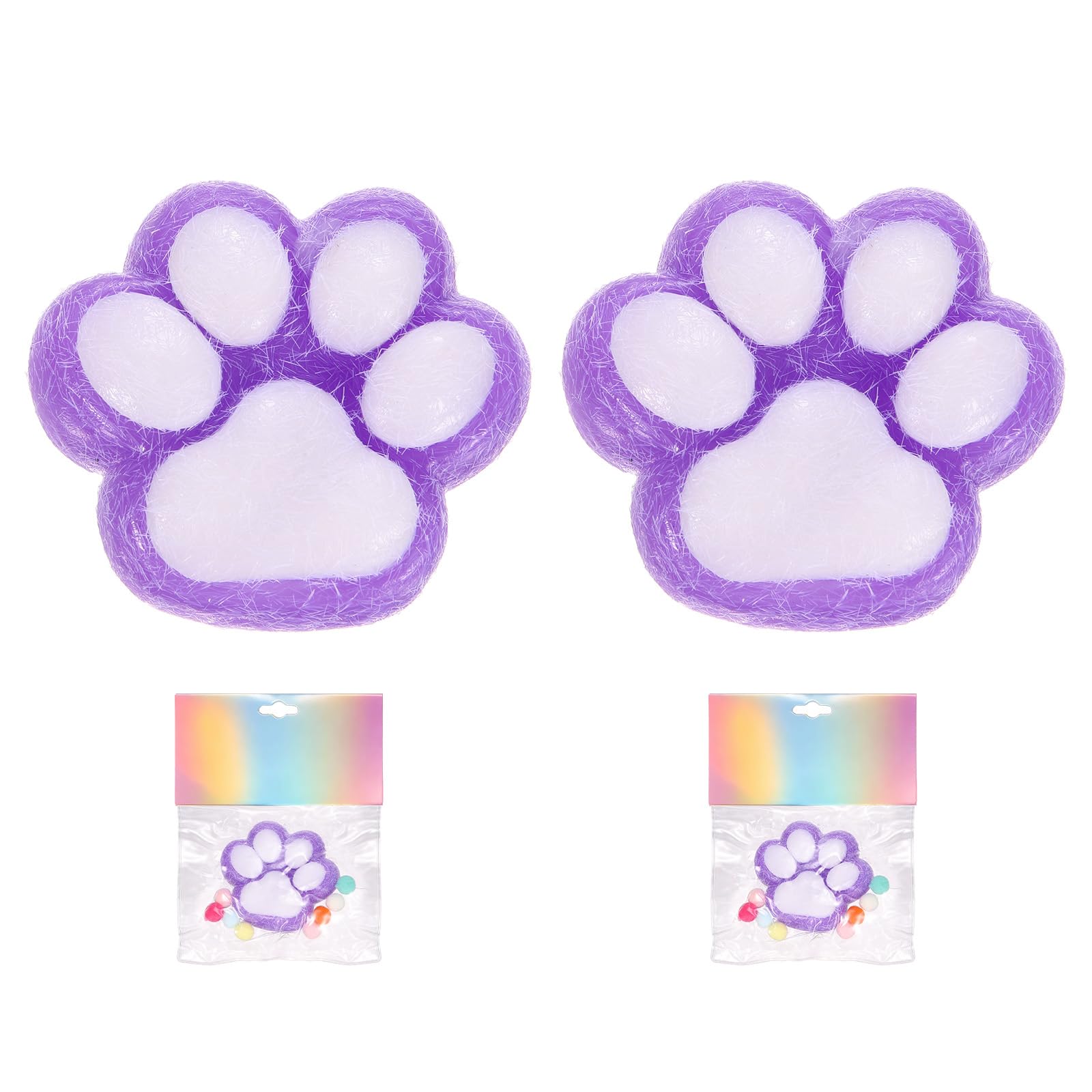 sourcing map 2.4 Inch Cat Paw Squeeze Toy, Cute Cat Paw Sensory Toy Soft Funny Fidget Toy Perfect for Stress Relieving, Party Favors & Birthday Gifts (Purple, 2pcs)