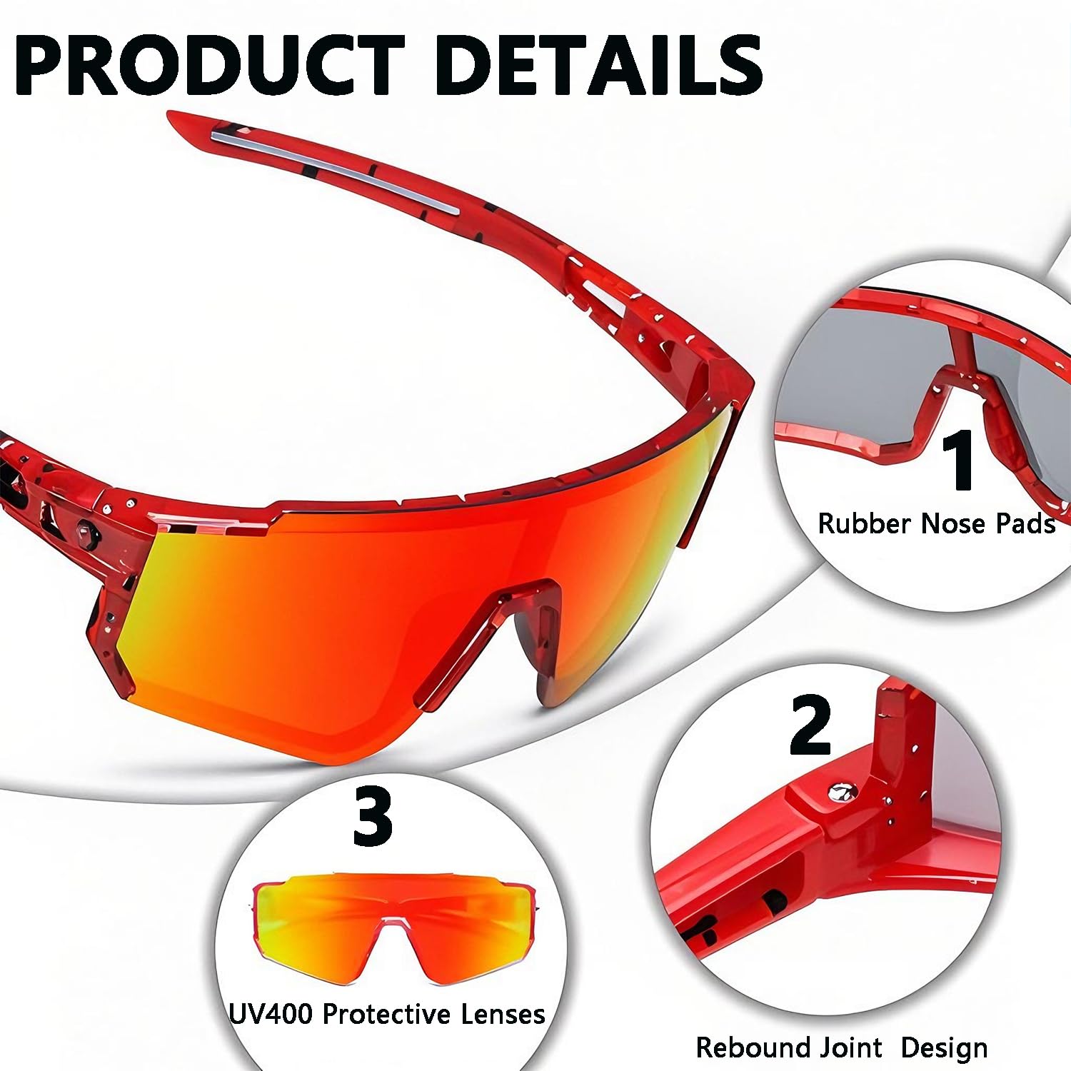 Occhiali da sole da baseball per ragazzi e ragazze, occhiali da sole sportivi UV400 da baseball, occhiali da ciclismo