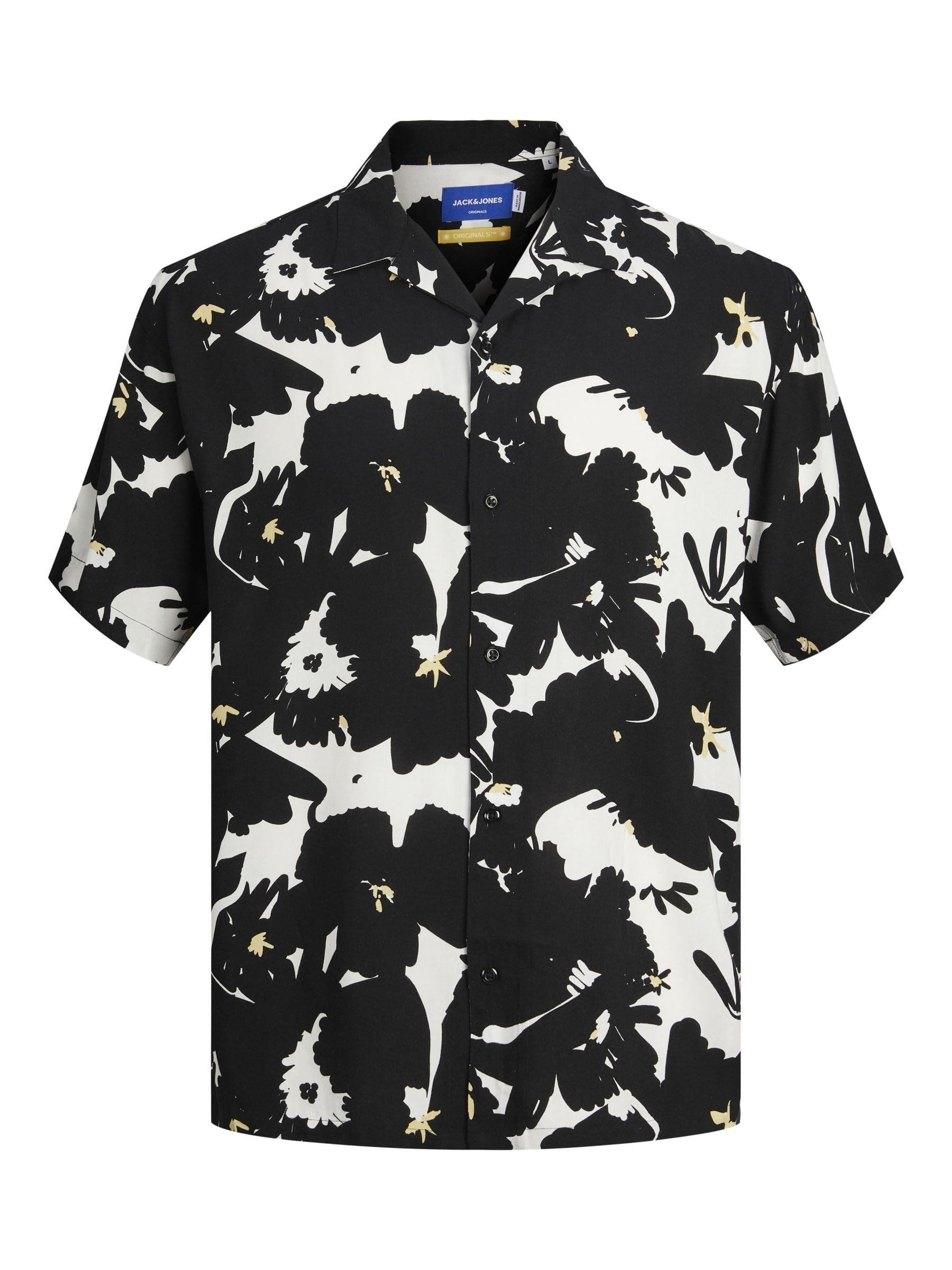 JACK & JONES Jorluke Aruba Resort Shirt SS, Black/AOP: AOP, S