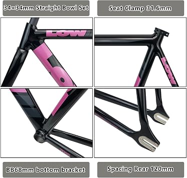 700C Fixed Gear Bike Frameset C Brake 100/120mm QR Bike Frame 53CM 55CM 57CM Aluminum Alloy Racing Track Bike Frame with Carbon Fork