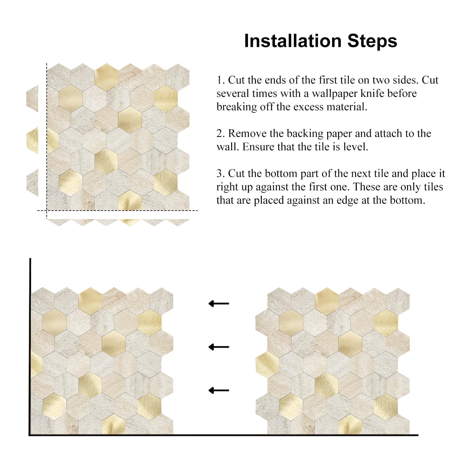 Azulejos Metálicos Adhesivos, Azulejos Autoadhesivos de 4mm de Grosor para Salpicadero con Despegar y Pegar de Metal Cepillado, 10 Hojas/Paquete
