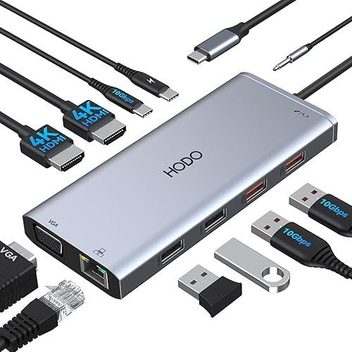 Miniatura 12 de Estación de acoplamiento USB C Estación de acoplamiento de monitor dual Adaptador para Dell HP, Estación de acoplamiento para portátil 3 Monitores