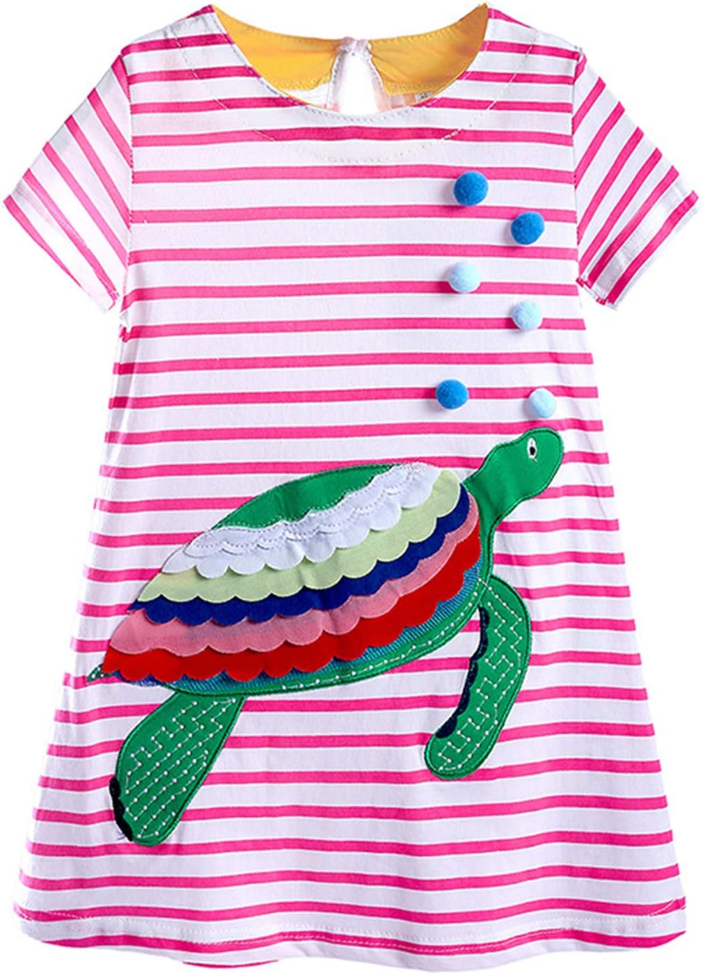 KISSOURBABY Little Girls Soft Summer Cotton Short Sleeve Dresses T-Shirt Casual Cartoon Dress