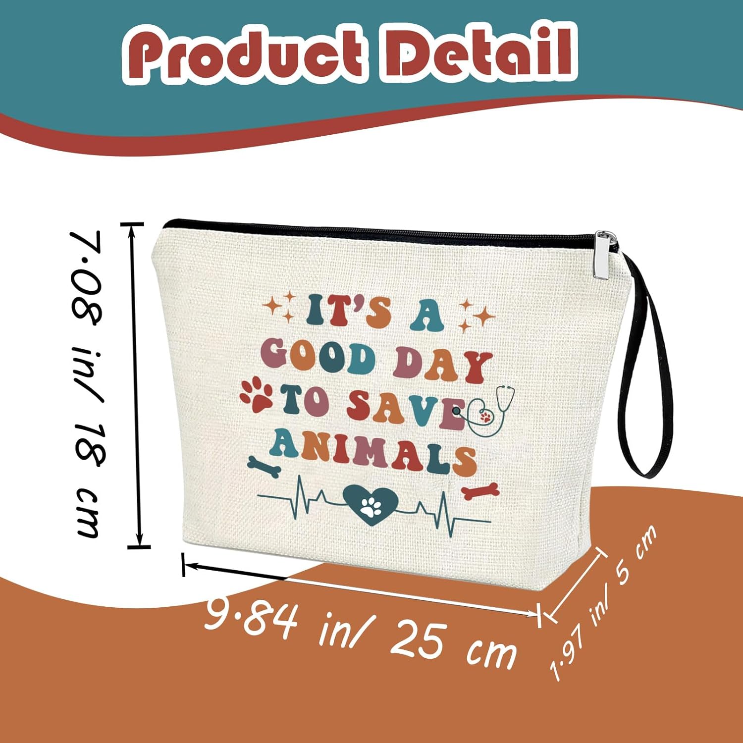 Veterinary Gifts It’s A Good Day To Save Animals Zipper Bag, Vet Tech Gift For Vet Tech, Dog Cat Lovers Makeup Bag, Personalised Vet Travel Gift For Her - Image 2